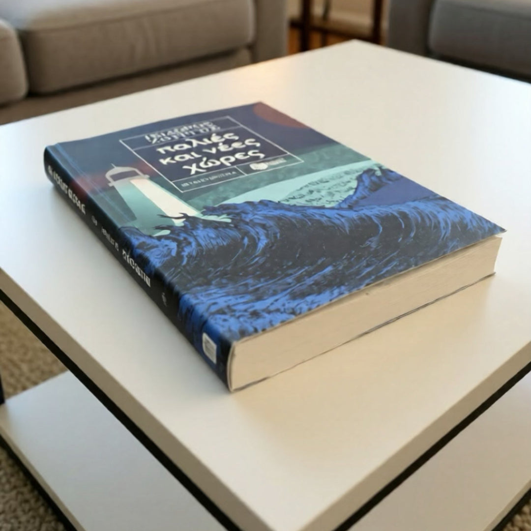 Book on a coffee table in a living room setting