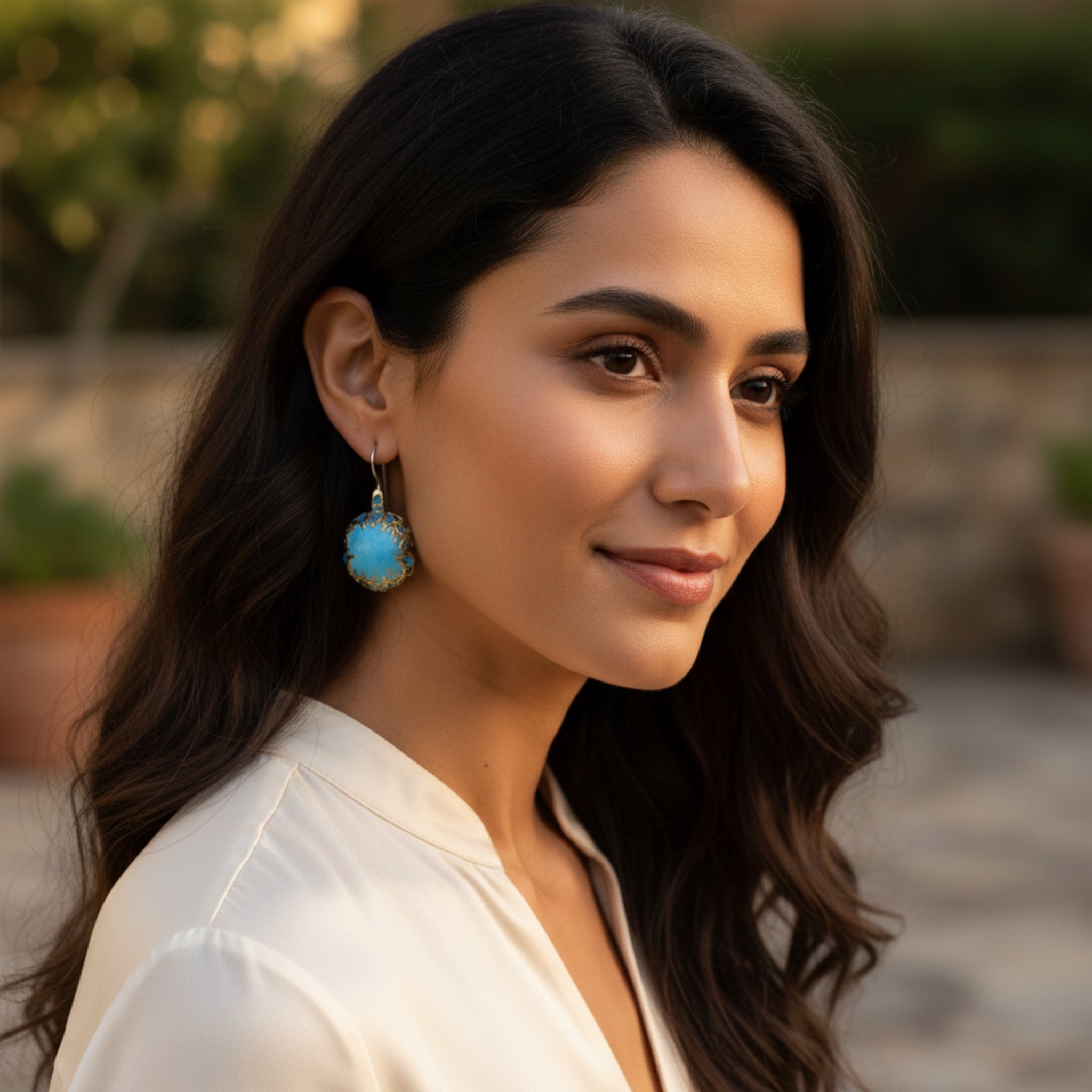 Sky Blue Butterfly Silver Earrings