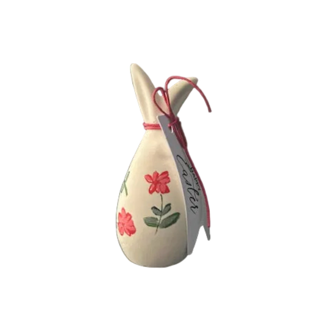 Decorative Easter bunny with floral design on a white background