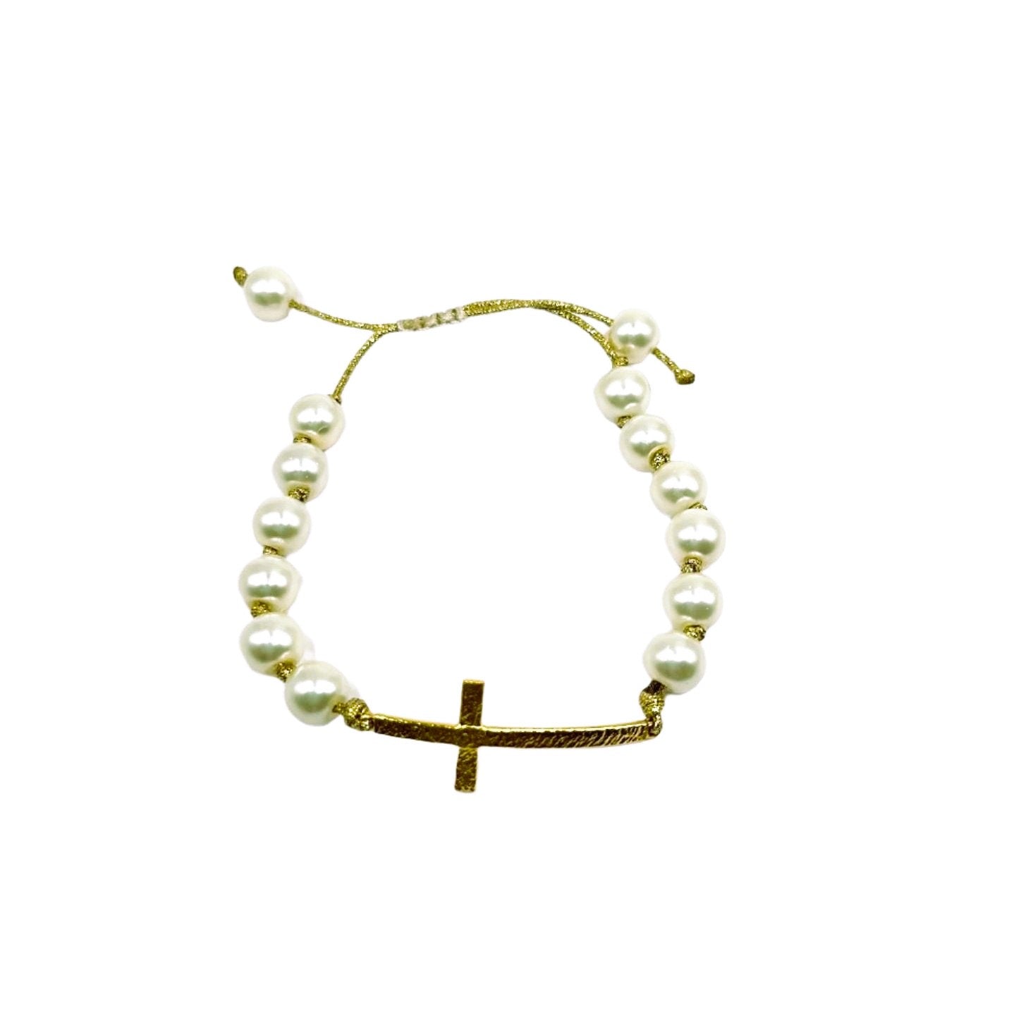 Cross & Pearls Adjustable Bracelet