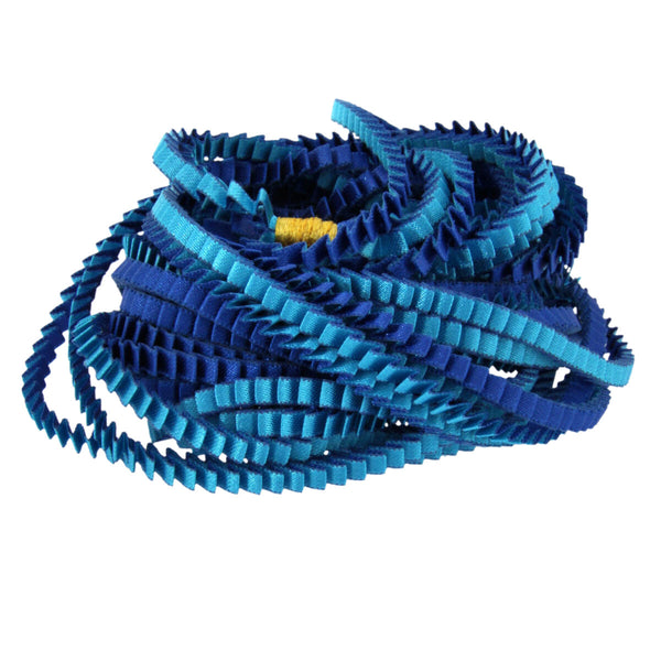 Royal Blue Esslip pleated satin necklace by Alexandra Tsoukala