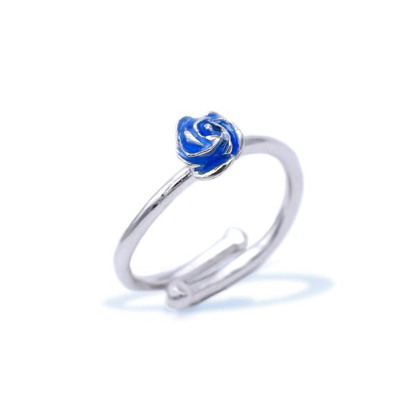 Blue Rose Adjustable Enamel Ring