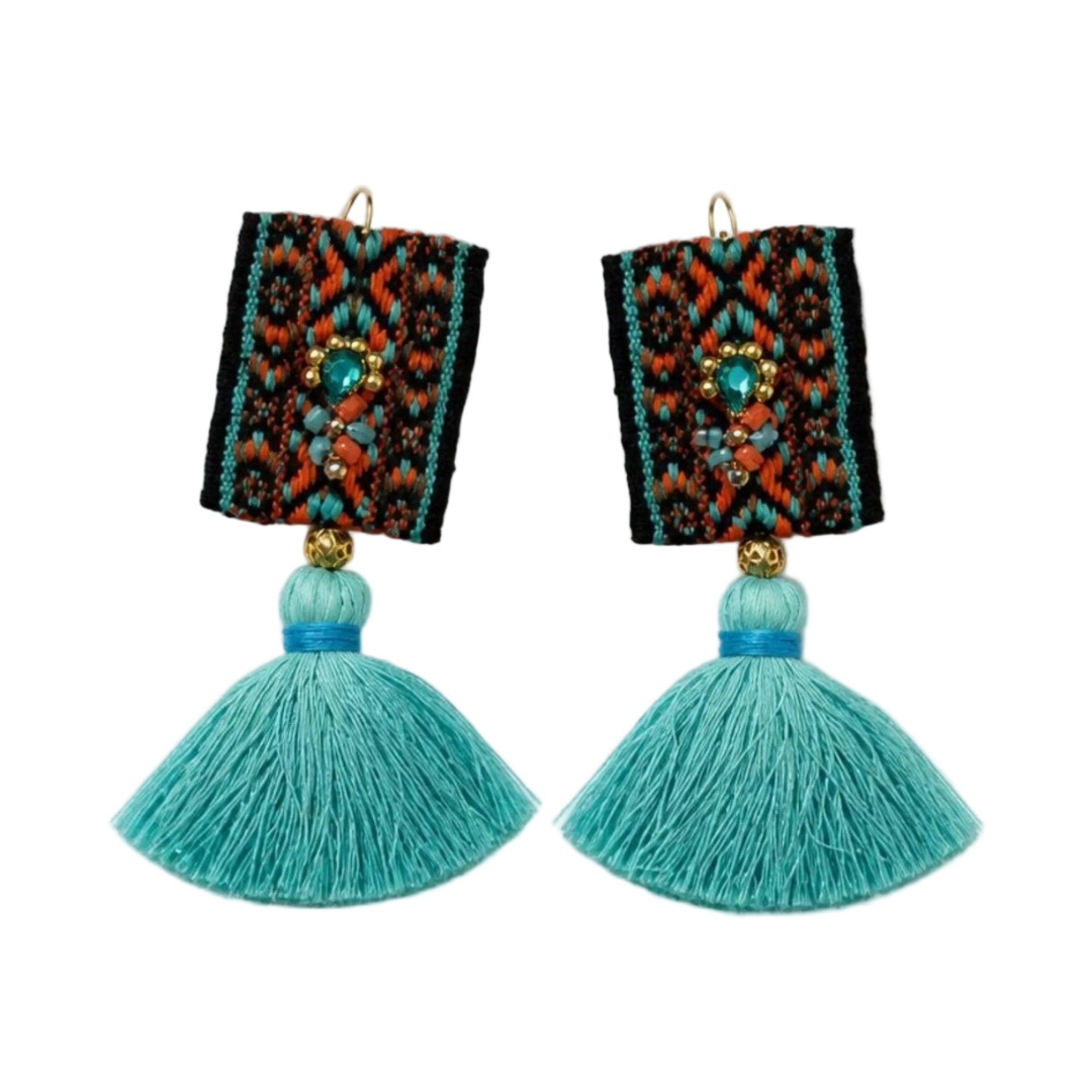 Blue Boho Long Earrings