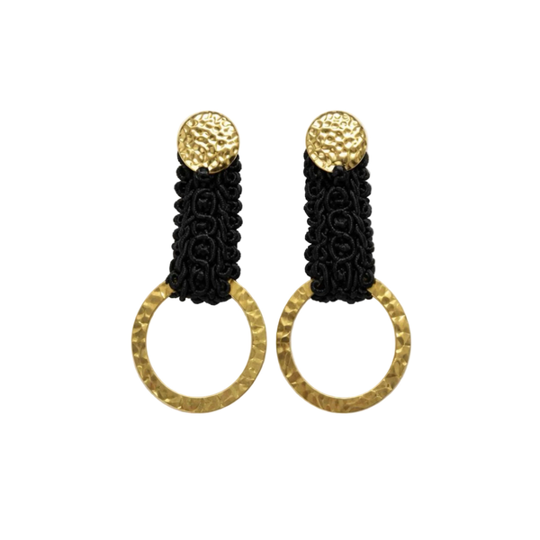 Dioni Black Circles Earrings