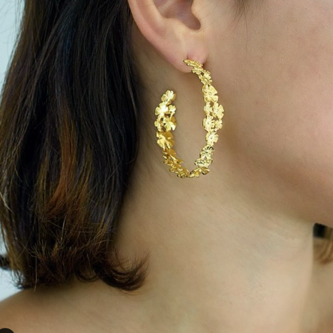 Wildflowers Hoop Earrings 24K