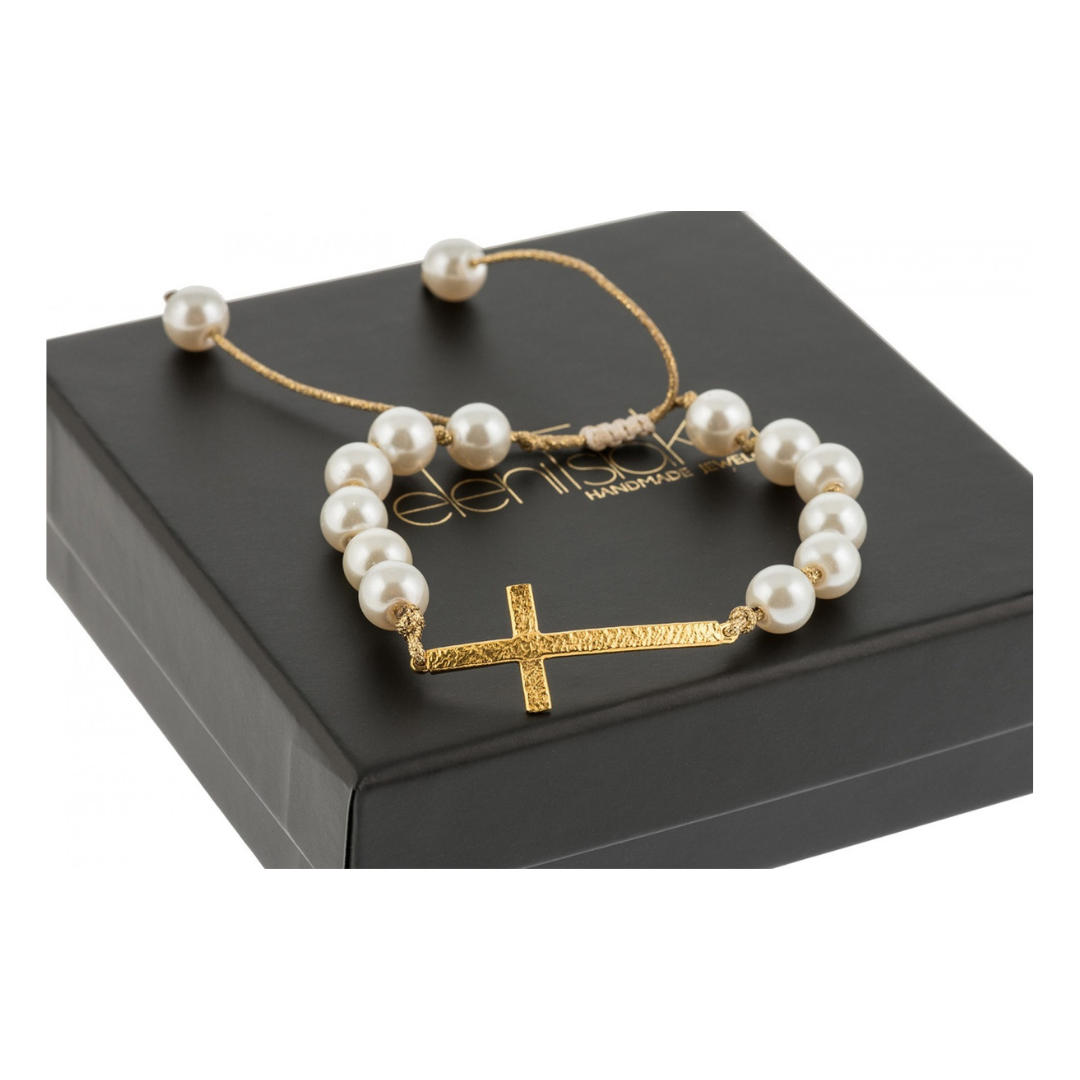 Cross & Pearls Adjustable Bracelet