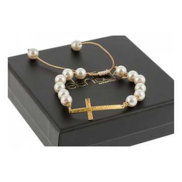 Cross with pearls bracelet