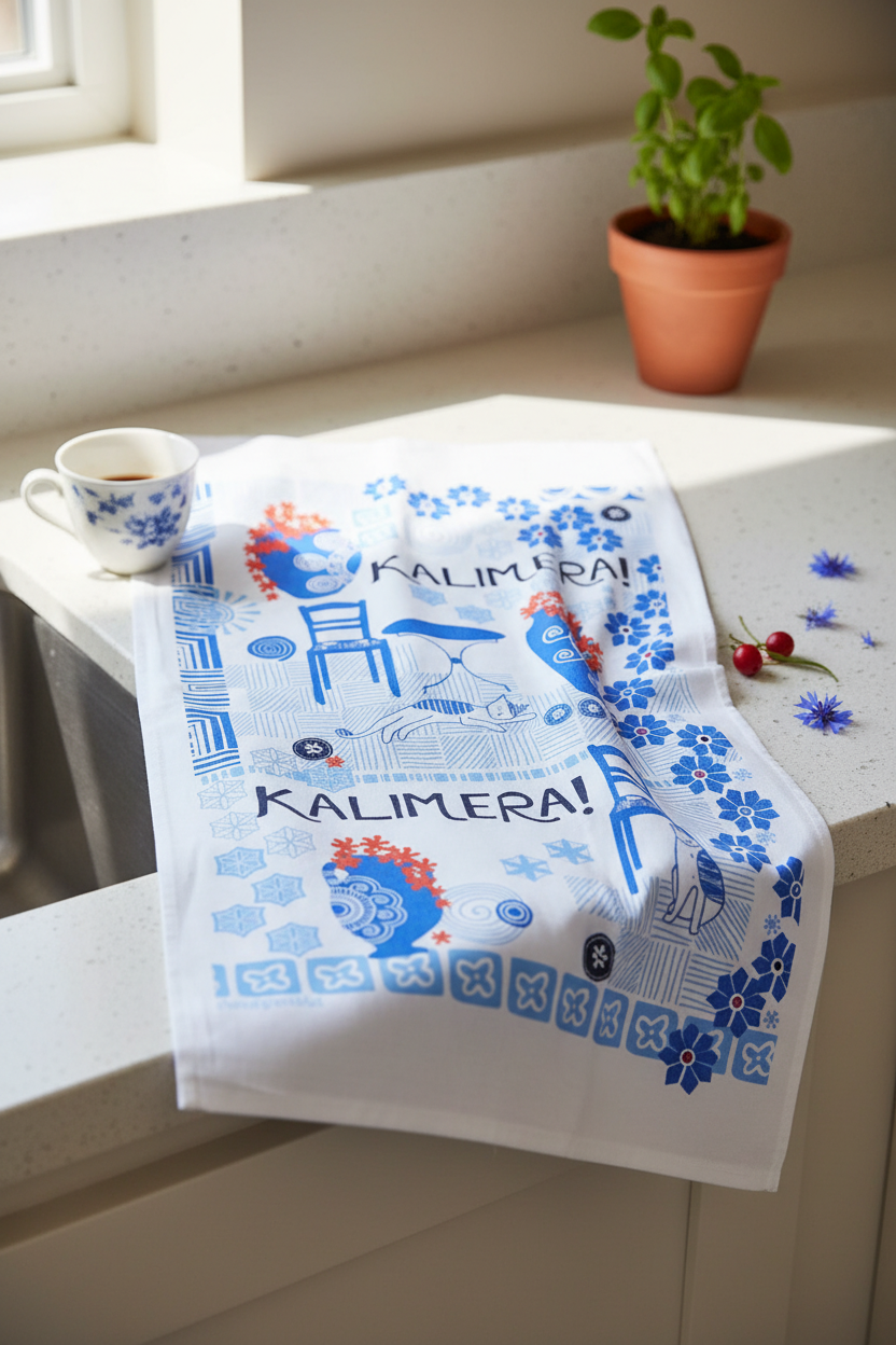 Kalimera Pots Cotton Tea Towel