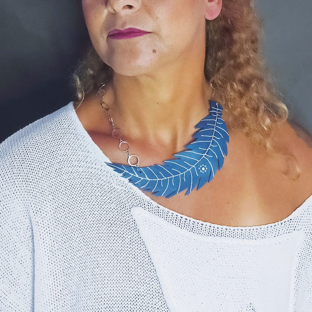 Blue Choker Chain Necklace