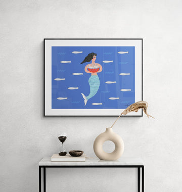 Mermaid and Fish - Wall Art Decor