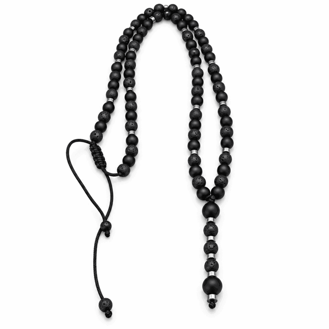 Ares Men's Adjustable Lava Stone Necklace