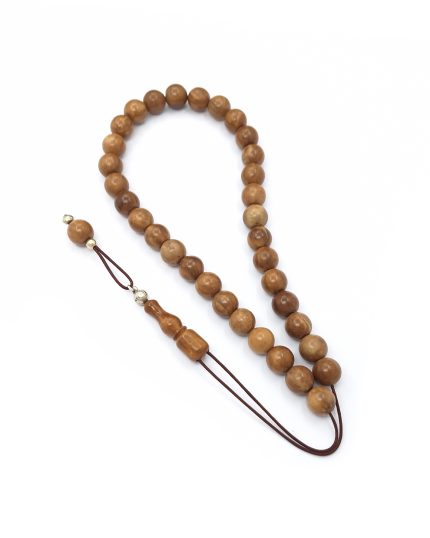 Natural Coconut Wood Kompoloi with Gold Details