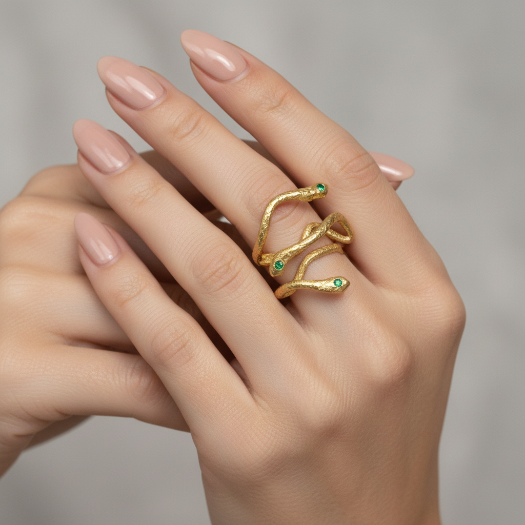 Triple Ophis 18k Gold Plated Adjustable Ring