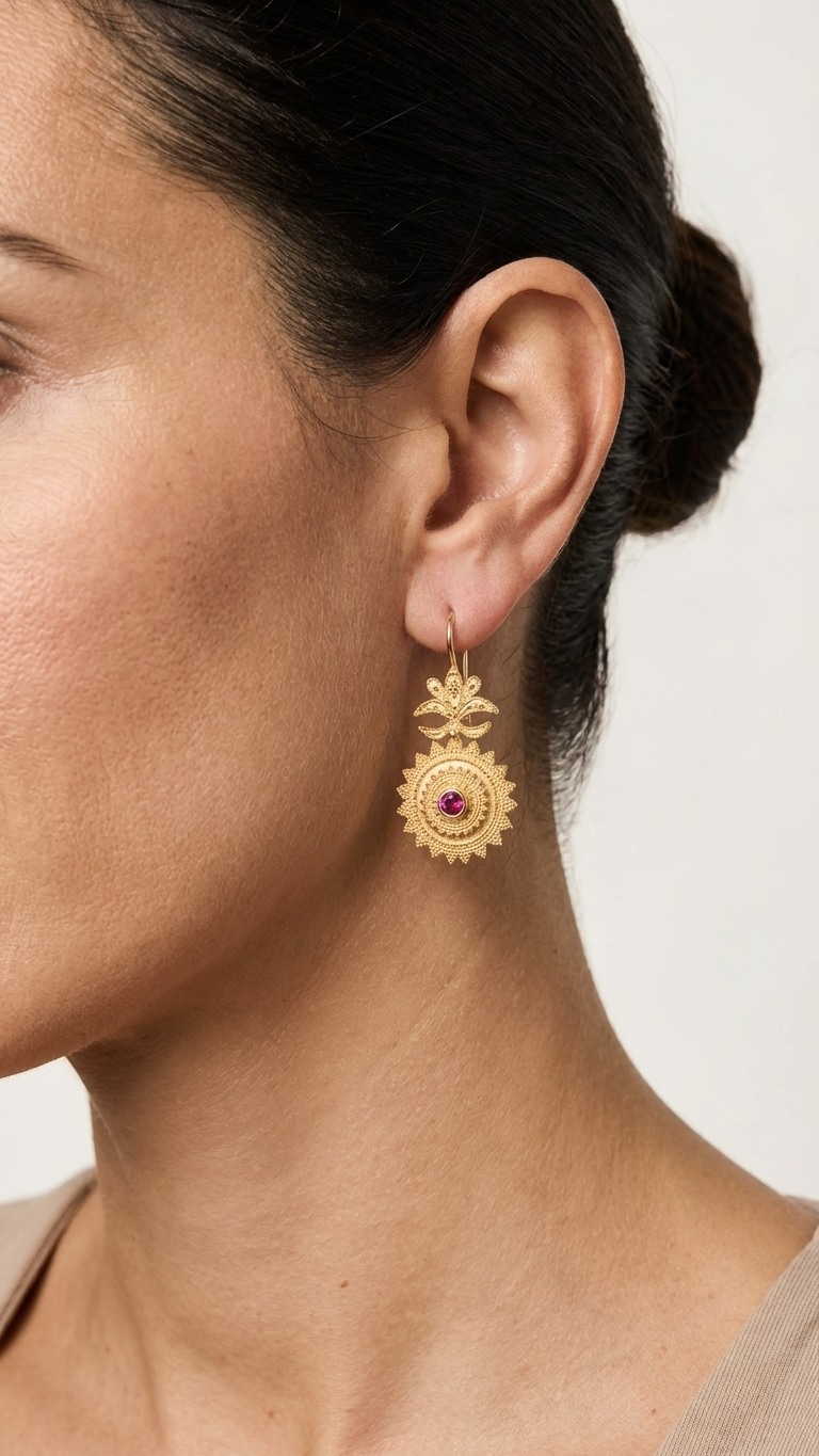 Anthemion 24k Gold Plated Earrings