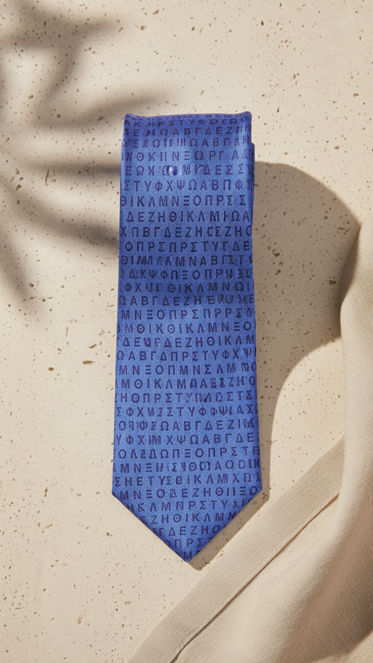 GREEK ALPHABET SILK TIE