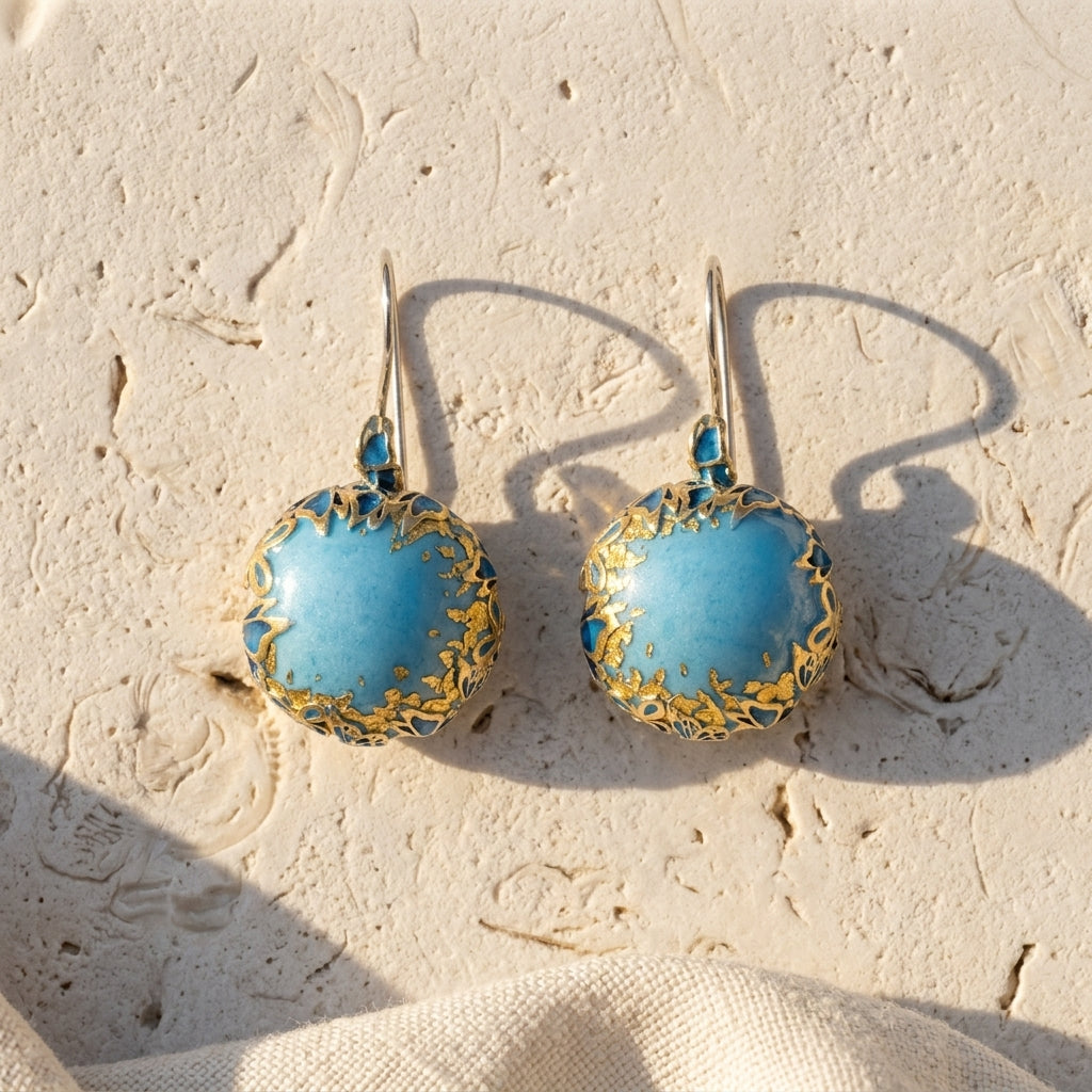 Sky Blue Butterfly Silver Earrings