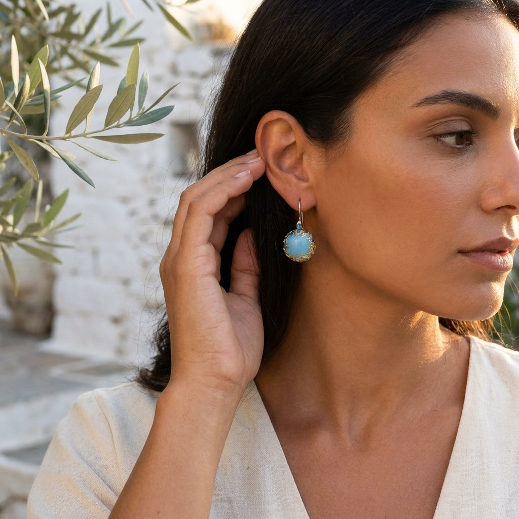 Sky Blue Butterfly Silver Earrings