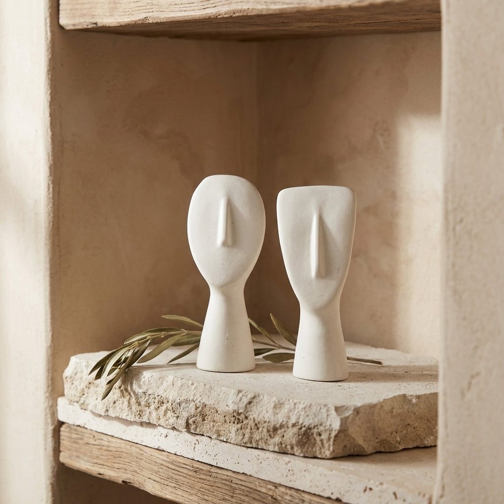 Ceme Deco Cyclades set of two – handcrafted jesmonite with unique stone texture finish, made in Greece