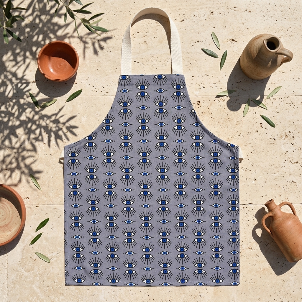 Blue Eye Water-Resistant Apron by A Hue of Greek Blue – view 3 | Thalassea