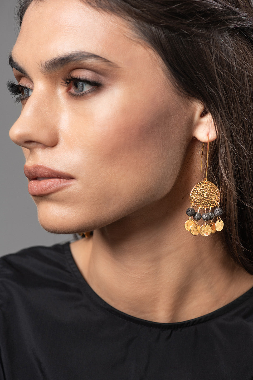 Sicily Lava & Coins Earrings