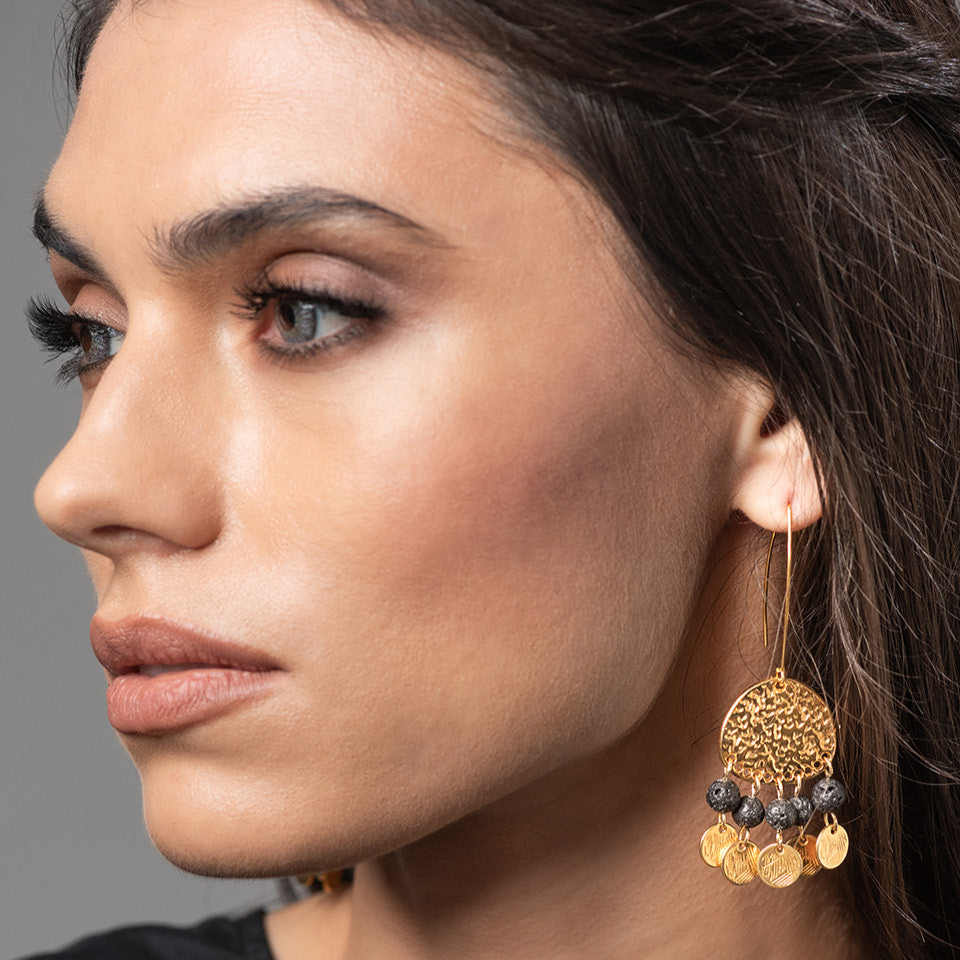 Sicily Lava & Coins Earrings