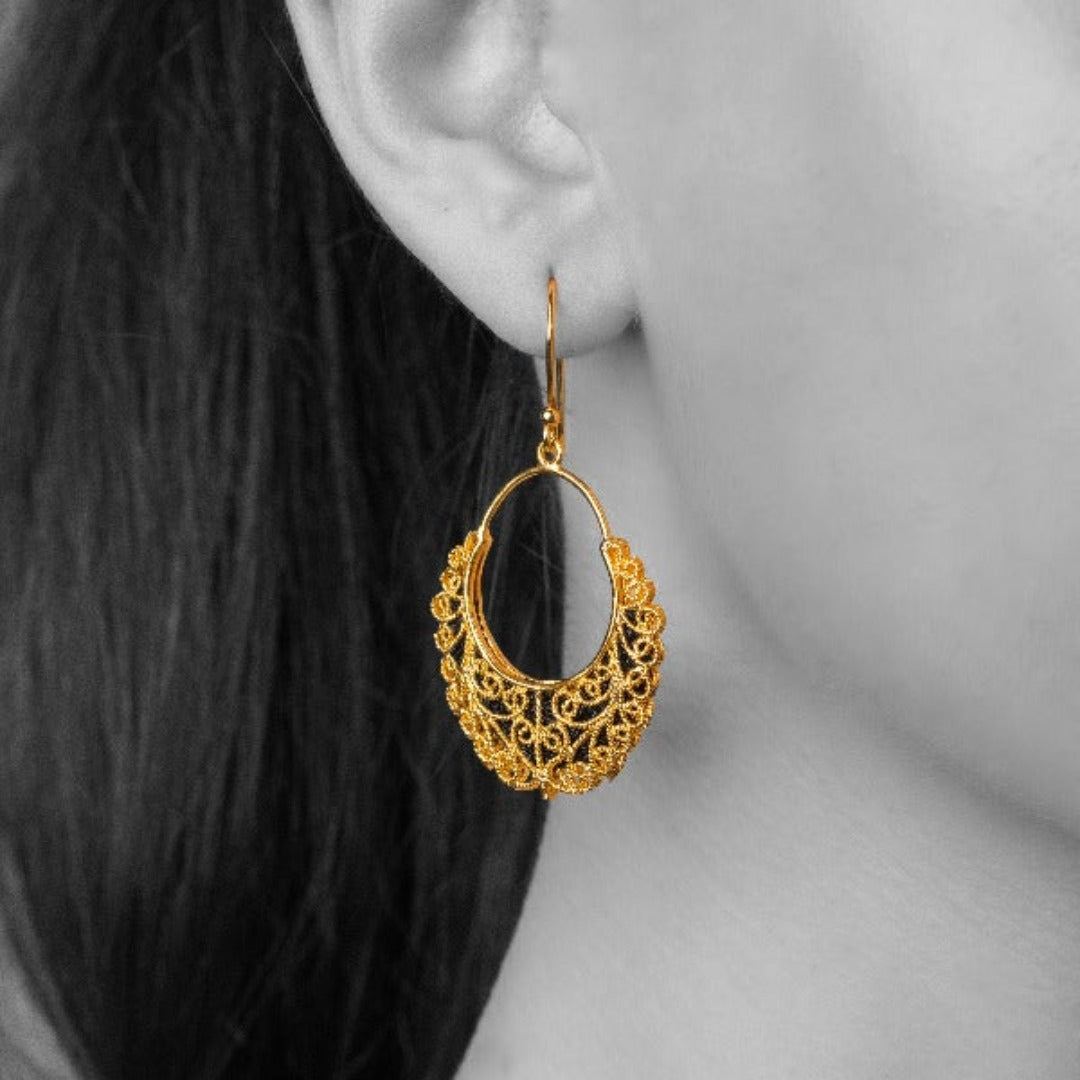 Grecian Chic Earrings Black Silk