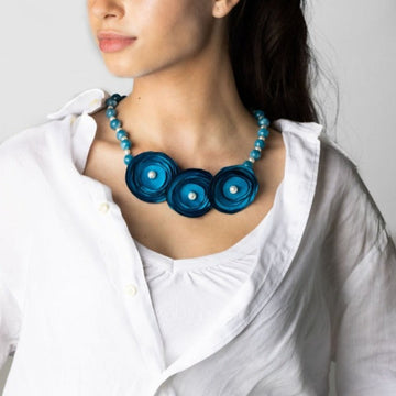 Blossoming In Blue Necklace