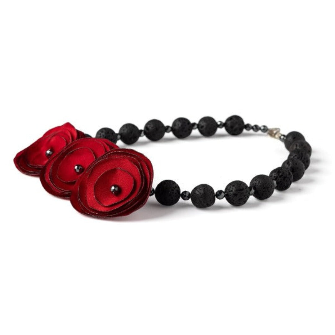 Handmade necklace with lava stones