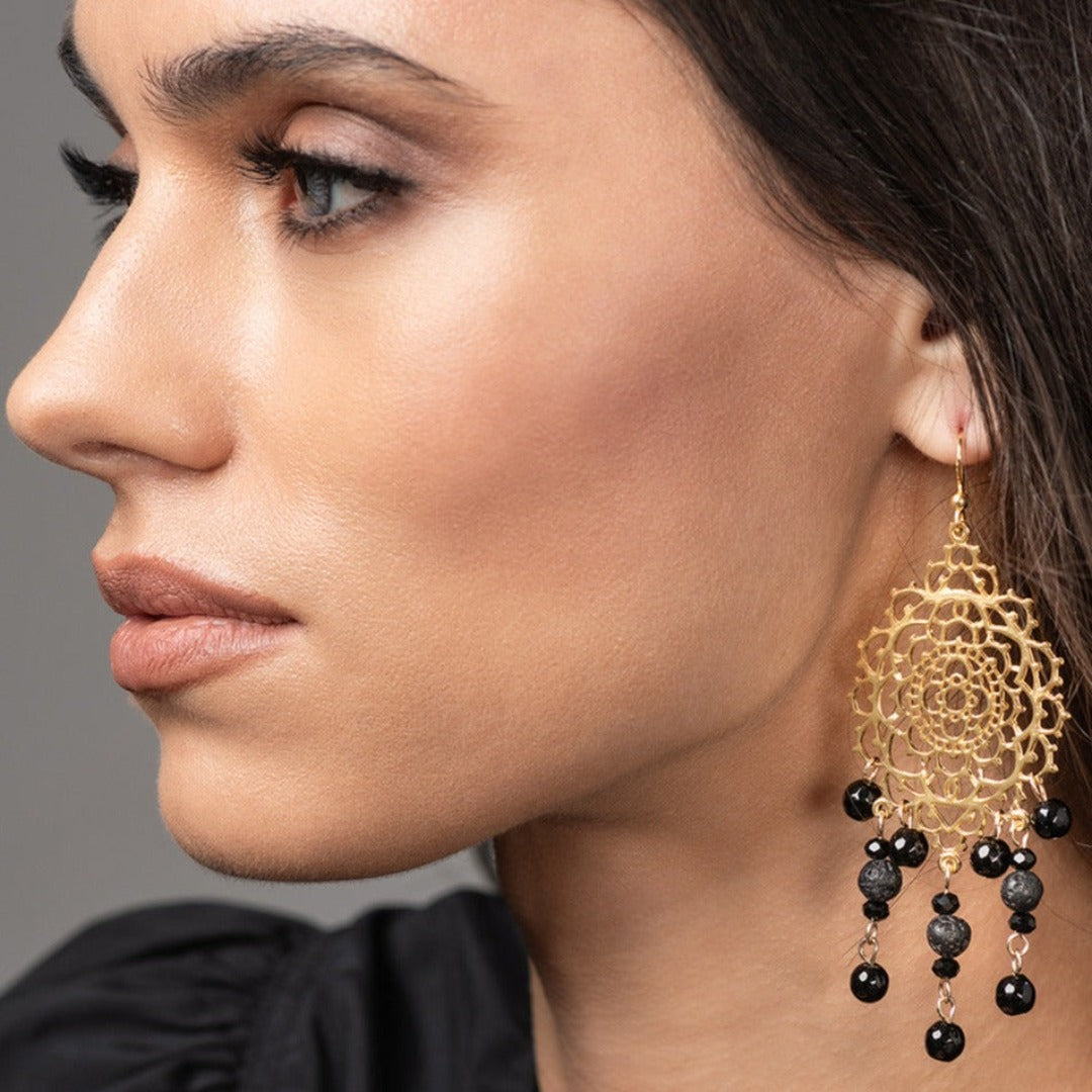 Chandelier Black Earrings