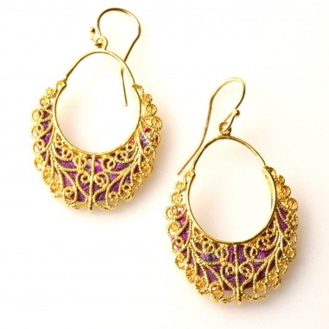 Grecian Chic Earrings Purple/Blue Silk