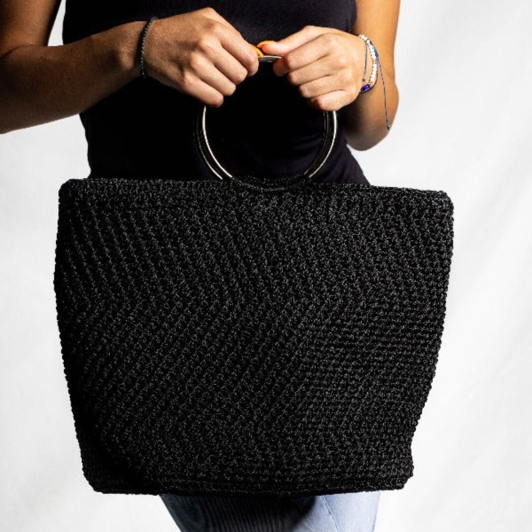 Totem Black Crochet Handbag