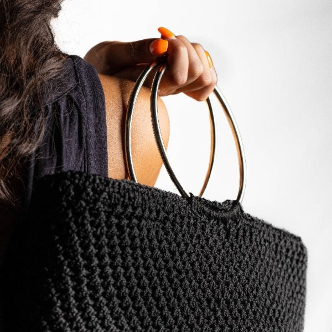 Totem Black Crochet Handbag