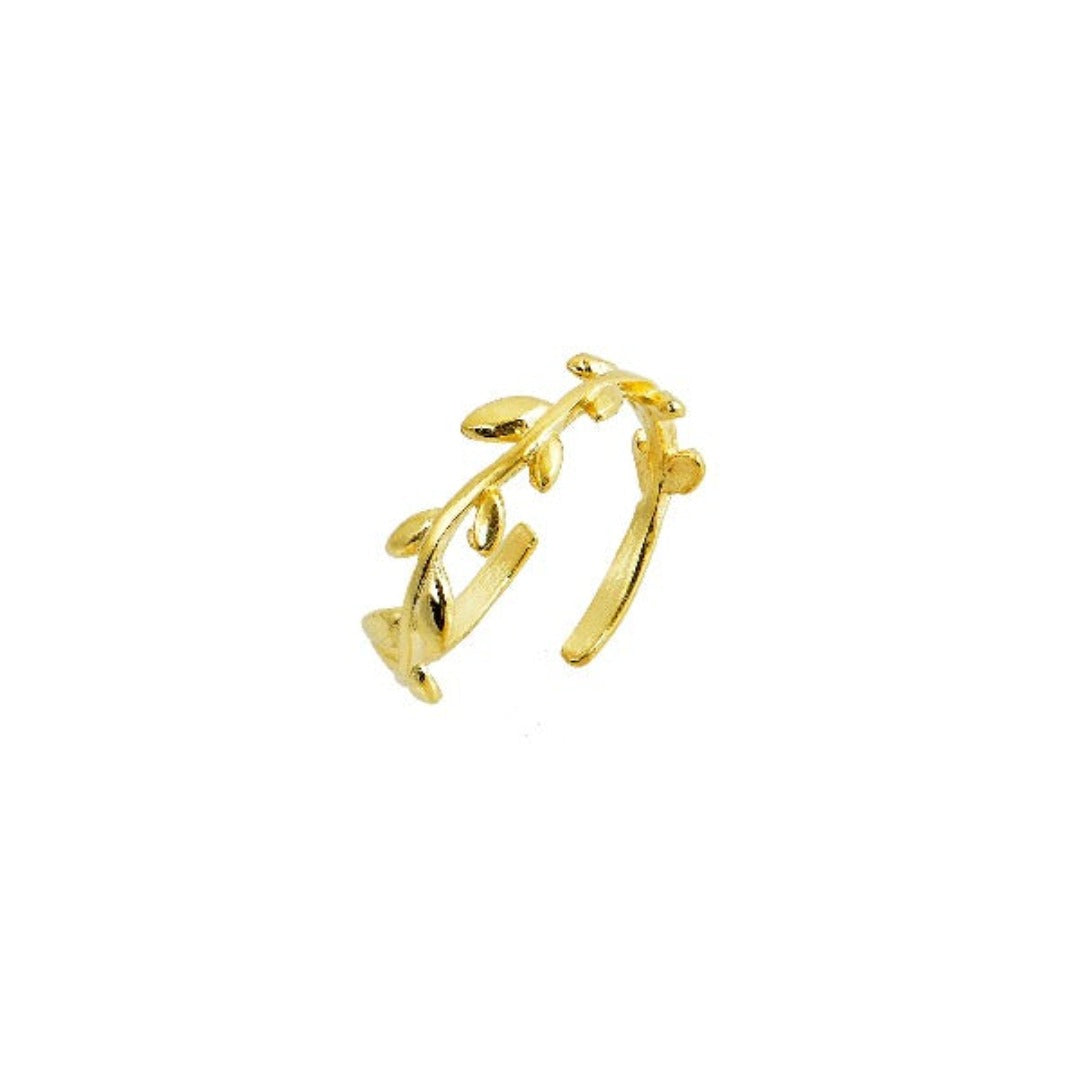 Olive Leaves Adjustable Gold Ring