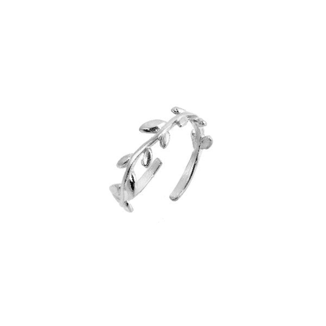 Olive Leaves Adjustable Silver Ring